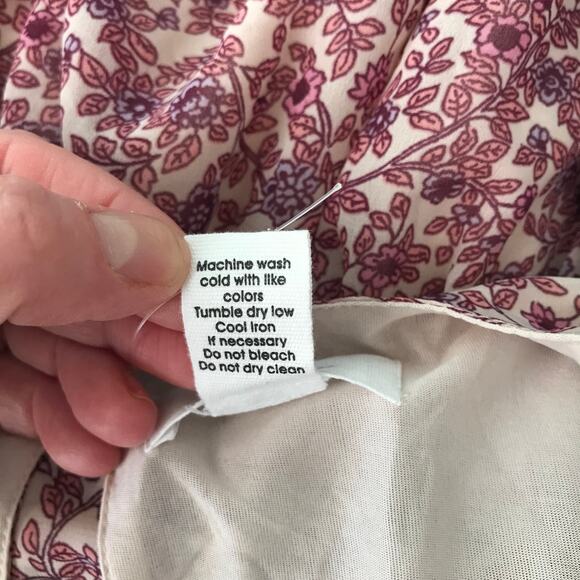 Japna Dress Small Pink Cream Paisley Wrap Flowy Puff Tie Belt Cottage Boho - Picture 15 of 15